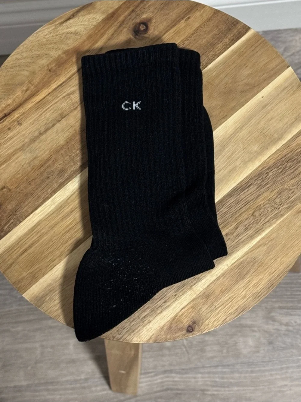 Calvin Klein Black Crew Socks Unisex CK Logo Soft Cotton Blend OSFM
